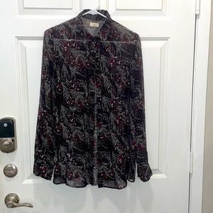 Urban outfitters floral sheer button up top